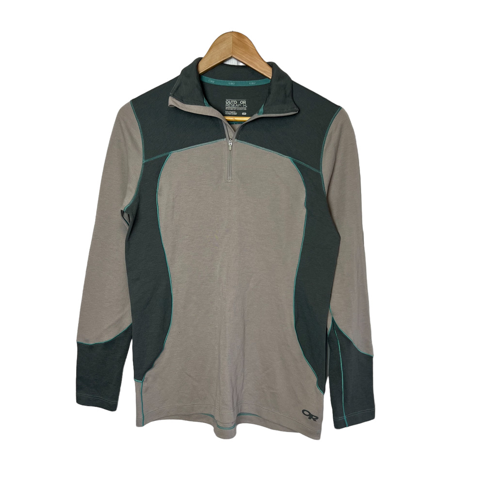 Outdoor Research Size Large Blackridge Top 9" Front Zipper Slate/Pewter Wool EUC